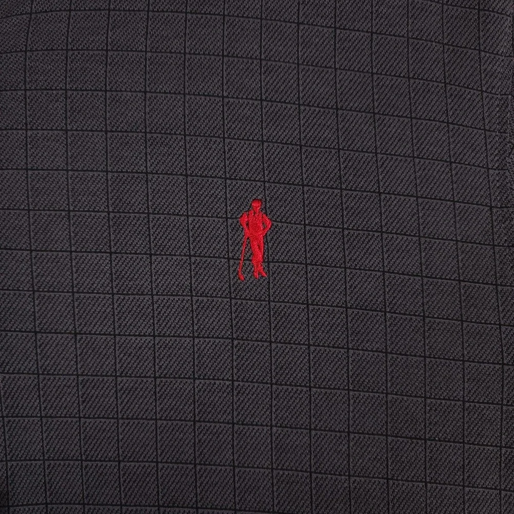 Payne Stewart Polo Shirt Mens Medium Dark Gray Legacy Grid Check Long Sleeve - Picture 5 of 9